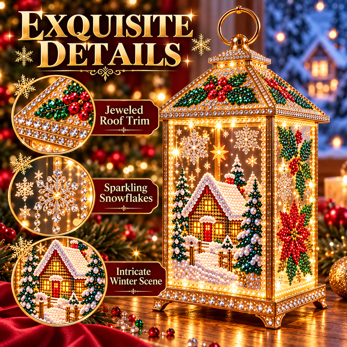 Light-Up Diamond Art Christmas Lantern DIY Craft Kit