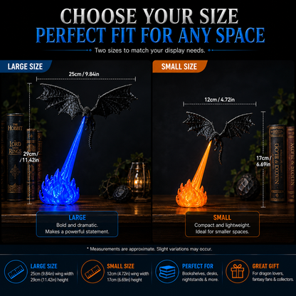 🔥Hot Selling 🐉 | 3D Fire-Breathing Dragon LED Display – Fantasy Bookshelf Decoration