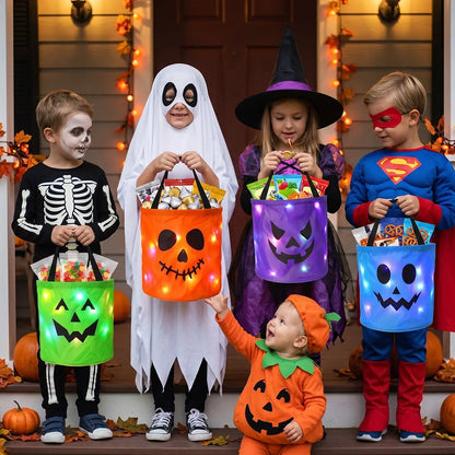 🎃 Light-Up Halloween Trick-or-Treat Bags – Reusable LED Candy Buckets
