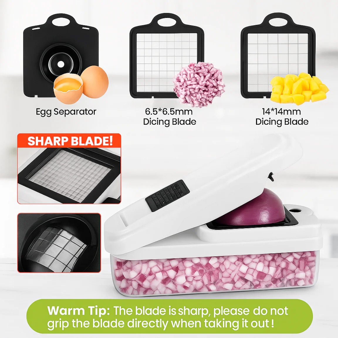 49% OFF This Week Promotions🥕🥕15-in-1 Vegetable Chopper- Multifunctional Food Chopper,Professional Onion Chopper with 8 Blades✨