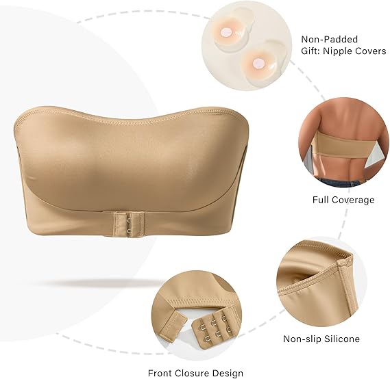 🏆#1 Bestselling🏆Women's Strapless Bra Front Closure Silicone Padded Camisole Bra