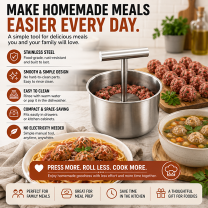 🍝 Special Offer for Home Kitchens | Stainless Steel Meatball Press
