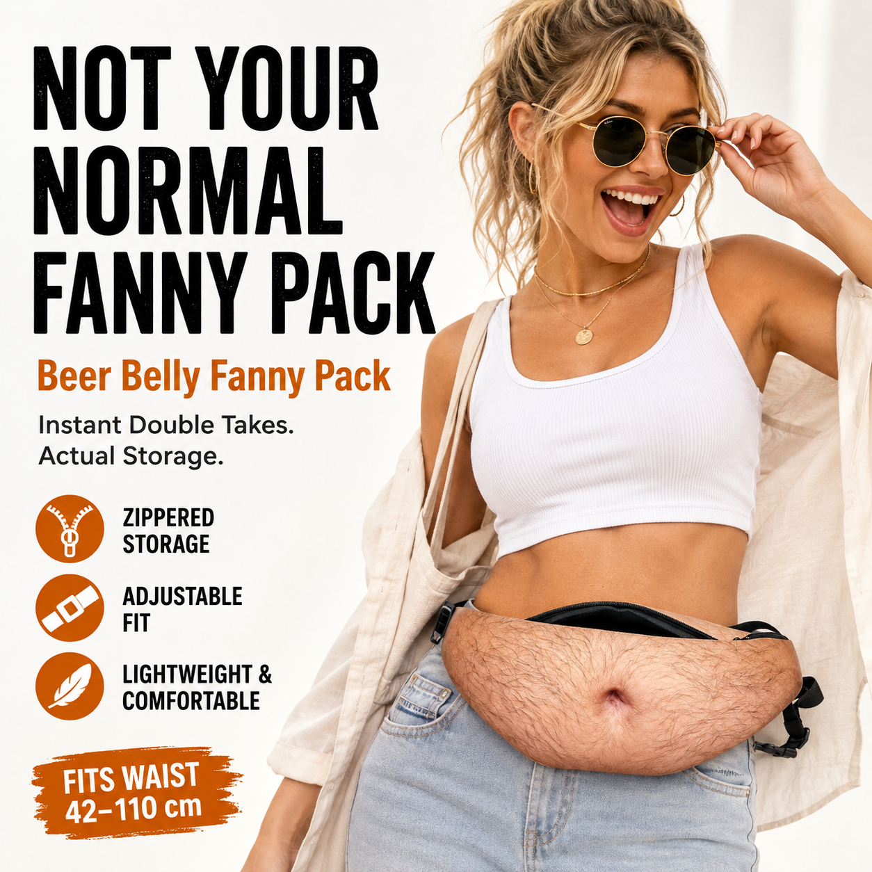 😂 Realistic Beer Belly Fanny Pack – Funny Hidden Waist Bag & Gag Gift