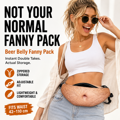 😂 Realistic Beer Belly Fanny Pack – Funny Hidden Waist Bag & Gag Gift