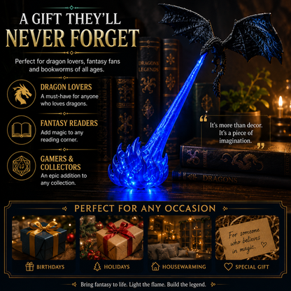🔥Hot Selling 🐉 | 3D Fire-Breathing Dragon LED Display – Fantasy Bookshelf Decoration