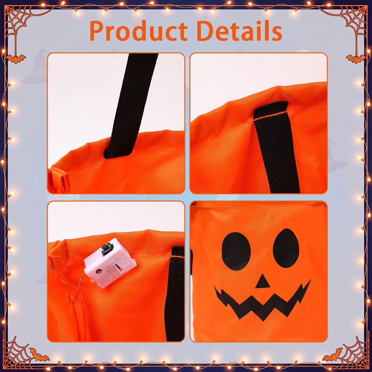 🎃 Light-Up Halloween Trick-or-Treat Bags – Reusable LED Candy Buckets