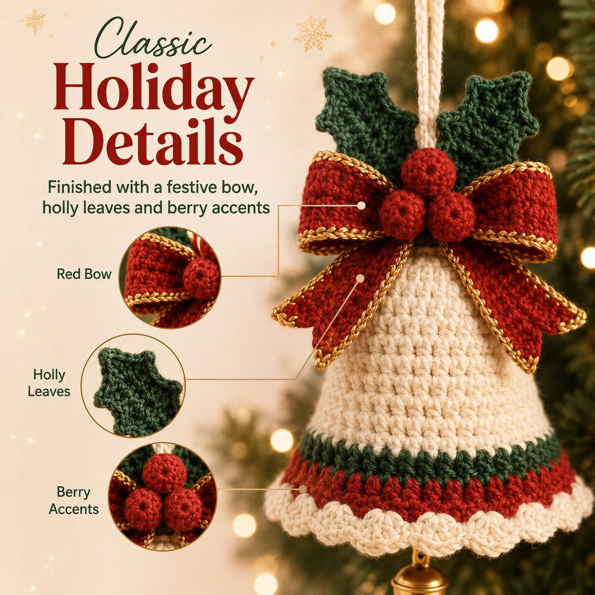 Crochet Christmas Bell Ornament