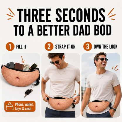 😂 Realistic Beer Belly Fanny Pack – Funny Hidden Waist Bag & Gag Gift