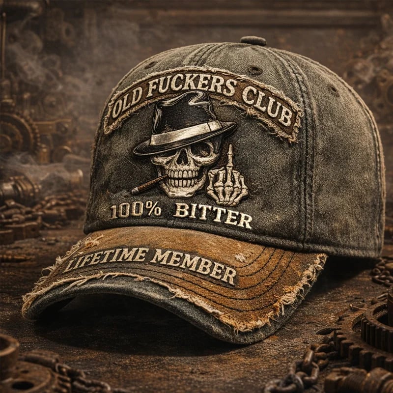 Funny Retro Old Man Club Print Casual Hat