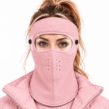 Winter protective face mask with detachable goggles, windproof and warm, fleece-lined—unisex