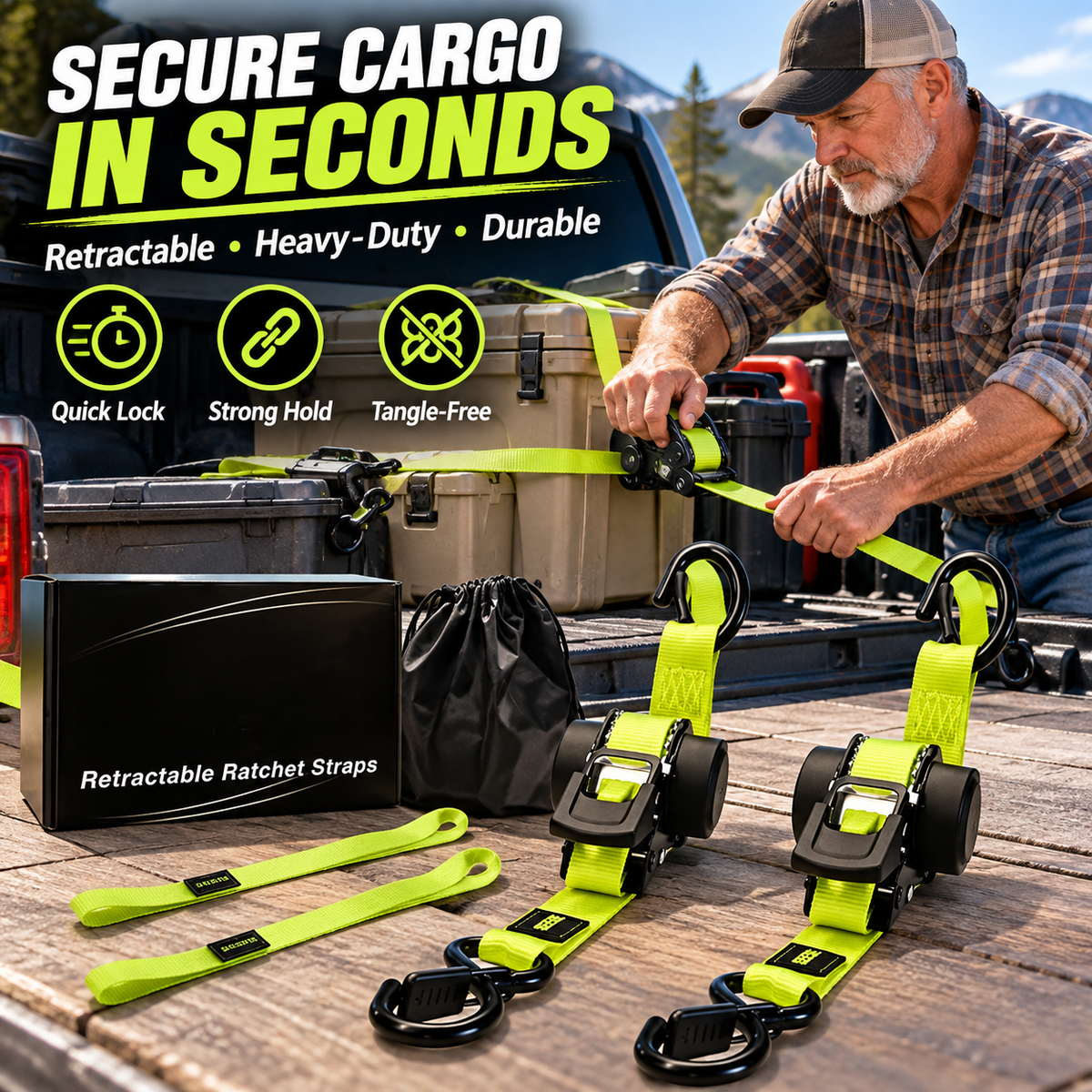 Sturdy Retractable Ratchet Straps