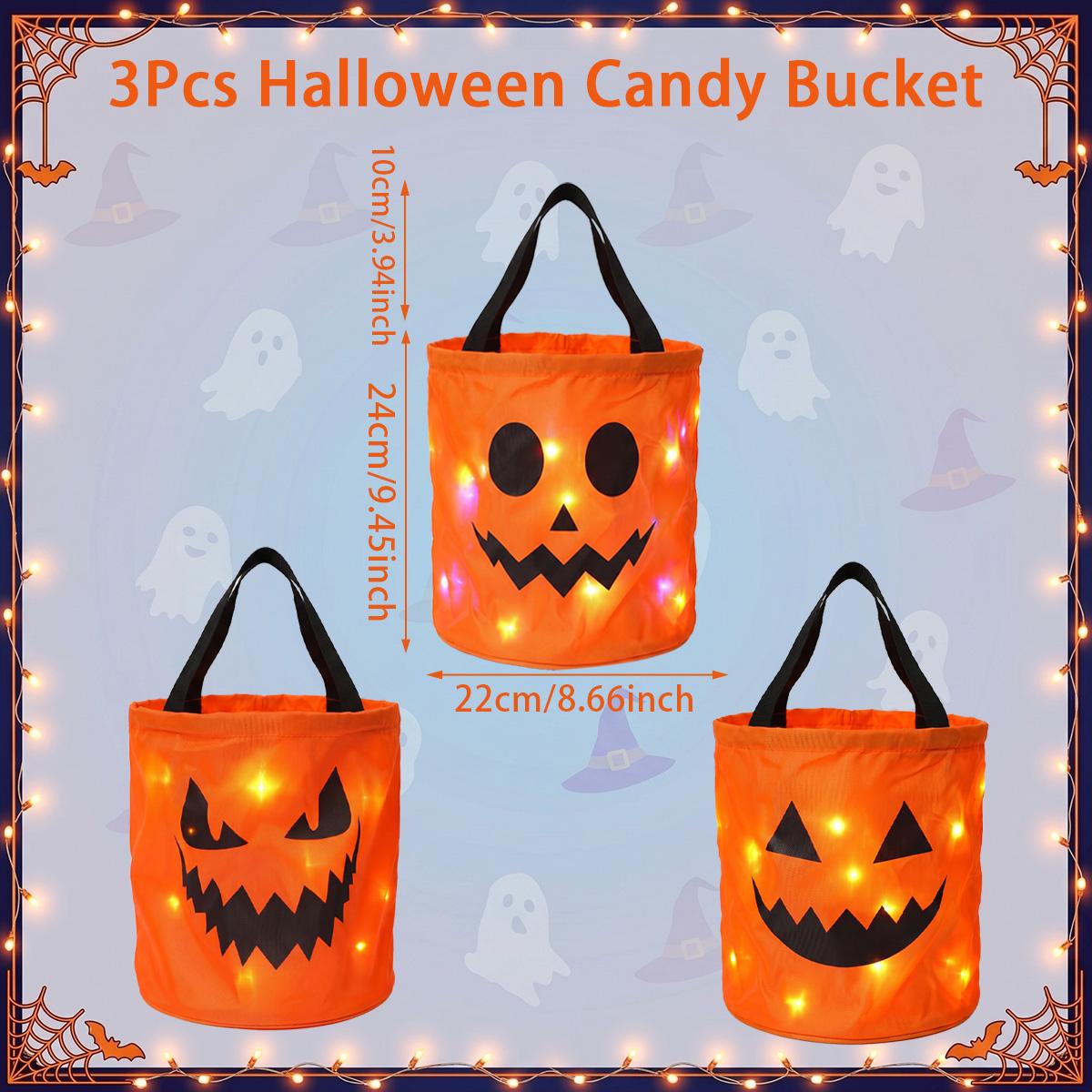 🎃 Light-Up Halloween Trick-or-Treat Bags – Reusable LED Candy Buckets