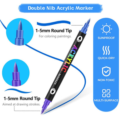 🔥Promotion-49%OFF - Dual Tip Acrylic Paint Pen Marker - 24/48/72 Colours