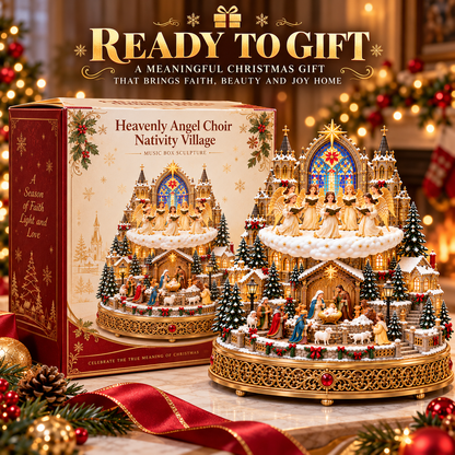 🔥 LAST DAY 48% OFF 🔥 Heavenly Angel Choir | Lighted & Rotating Christmas Nativity Village