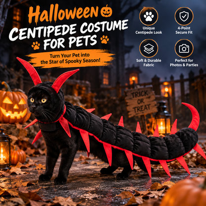 🎃 Halloween Centipede Cat Costume – 3D Spooky Pet Outfit