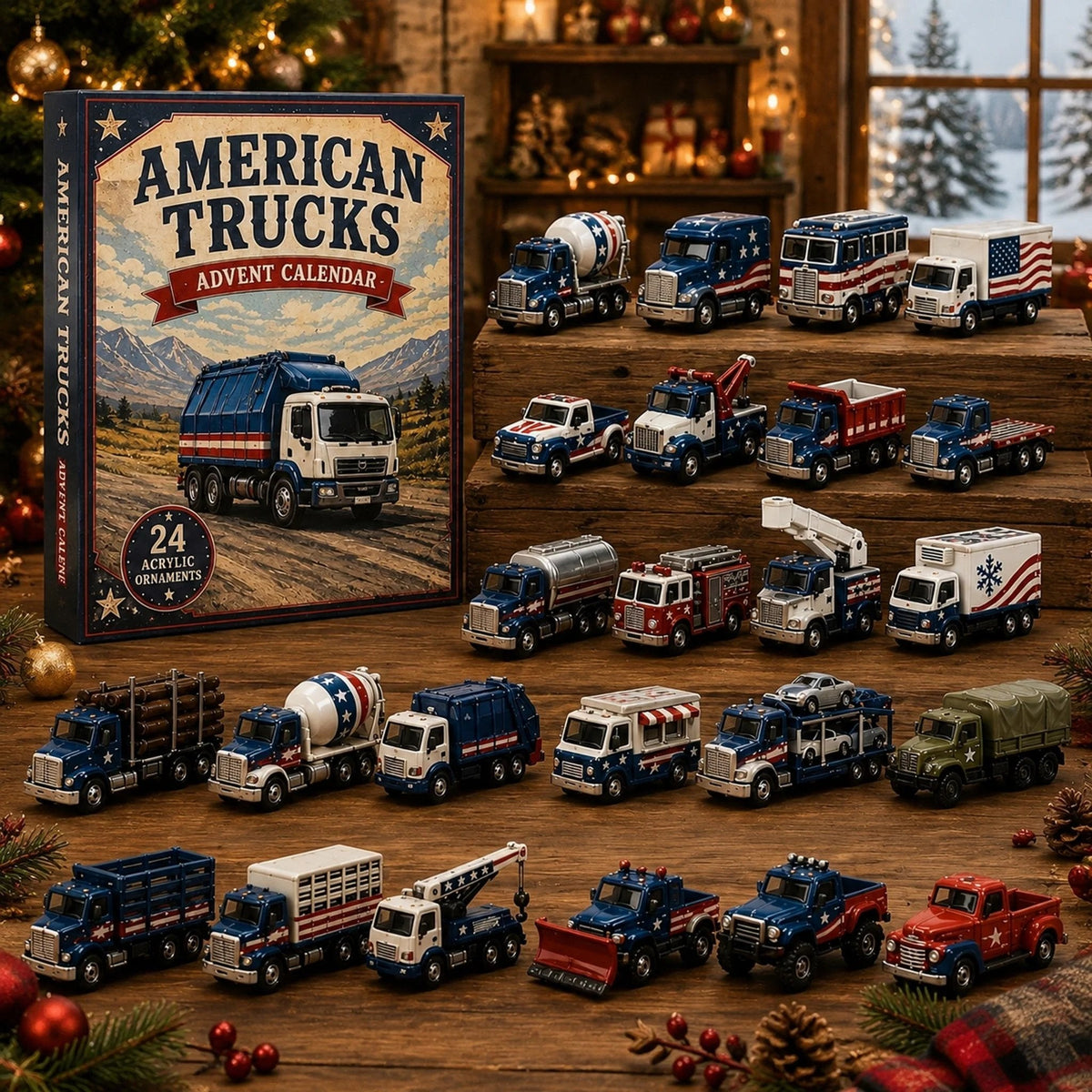 🔥HOT SALE 49% OFF🚚American Trucks Advent Calendar 2026 – 24 Days of Collectible Mini Truck Surprises, Acrylic Charms Blind Box