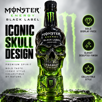 Monster Energy Black Label Skull Bottle 💀💚 | Dark Gothic Design �