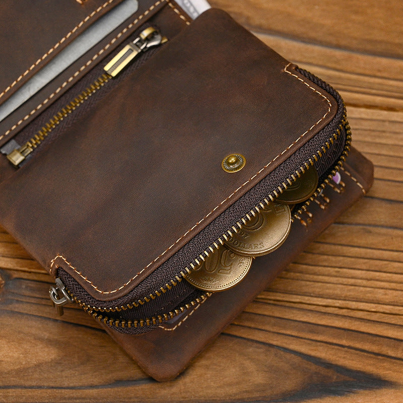 Father’s Day Vintage Crazy Horse Leather Wallet – A Gift He’ll Carry Every Day 🤎