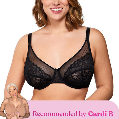 🔥🔥Floral Lace Plus Size Underwire Unlined Unpadded Minimizer Full Coverage Bra
