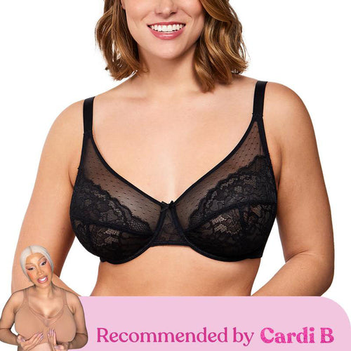 🔥🔥Floral Lace Plus Size Underwire Unlined Unpadded Minimizer Full Coverage Bra