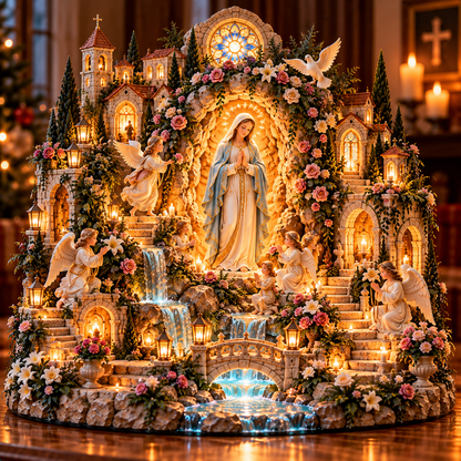 🔥 LAST DAY 50% OFF 🌹🙏 Virgin Mary Prayer Sanctuary – Lighted Faith & Grace Display