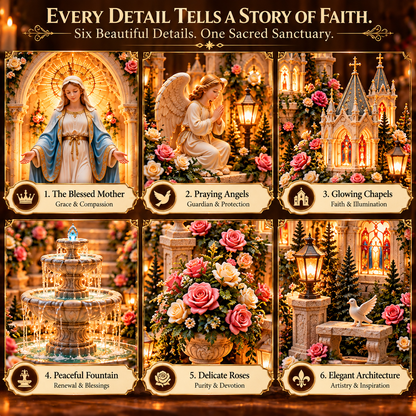 🔥 LAST DAY 50% OFF 🌹🙏 Virgin Mary Prayer Sanctuary – Lighted Faith & Grace Display