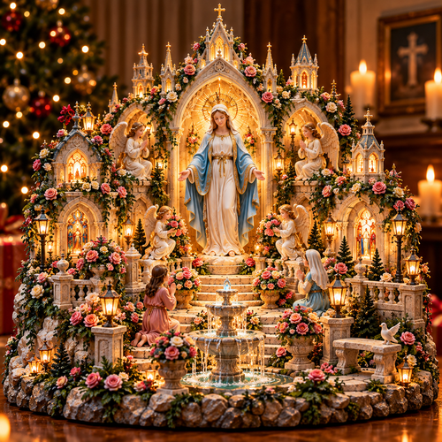🔥 LAST DAY 50% OFF 🌹🙏 Virgin Mary Prayer Sanctuary – Lighted Faith & Grace Display