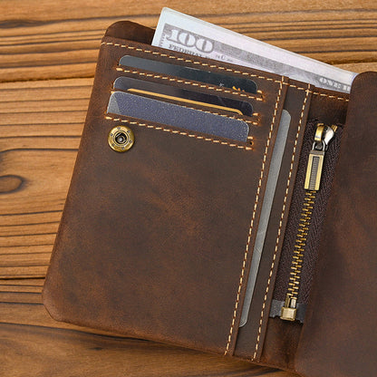 Father’s Day Vintage Crazy Horse Leather Wallet – A Gift He’ll Carry Every Day 🤎