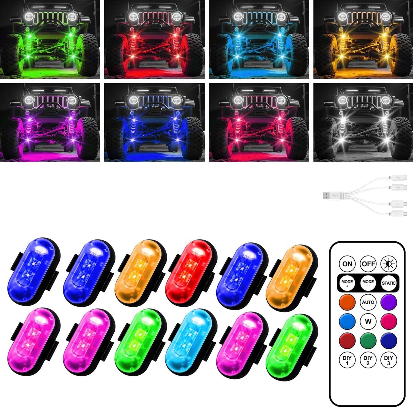 Wireless Remote Multi-Mode RGB LED Strobe Light