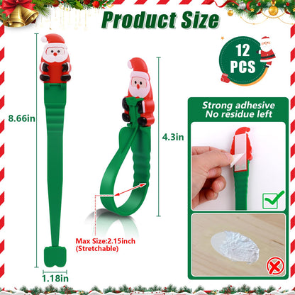 🎄🎅 Santa Claus Adhesive Hooks (12-Pack) — no drills, no nails, just peel, stick, and hang