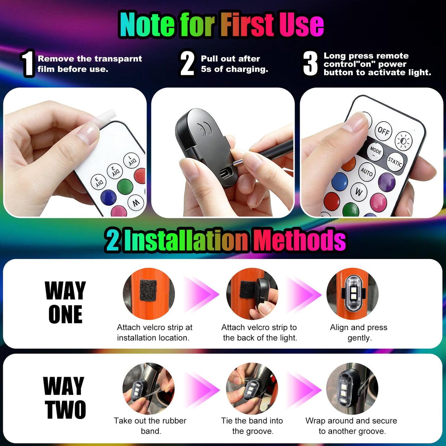 Wireless Remote Multi-Mode RGB LED Strobe Light