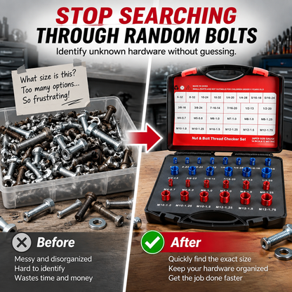 🔩 Nut & Bolt Thread Checker Set – Find Any Bolt Size in Seconds
