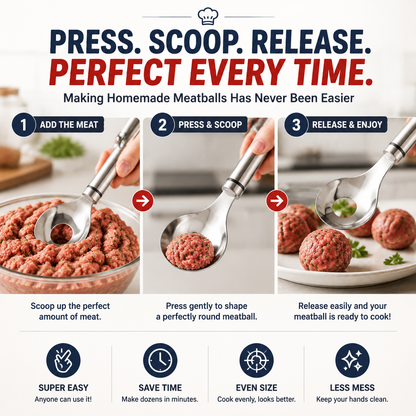 🍝 2-Pack Stainless Steel Meatball Maker Spoon