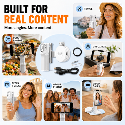 📸 Zoomable Magnetic Palm Grip | Selfie Stick & Tripod