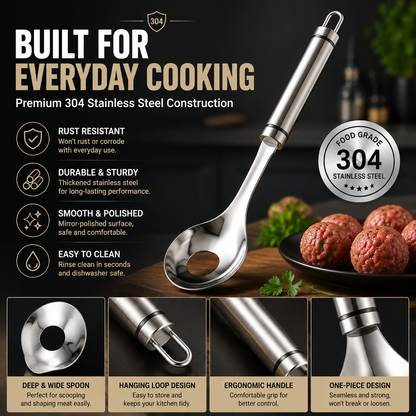 🍝 2-Pack Stainless Steel Meatball Maker Spoon