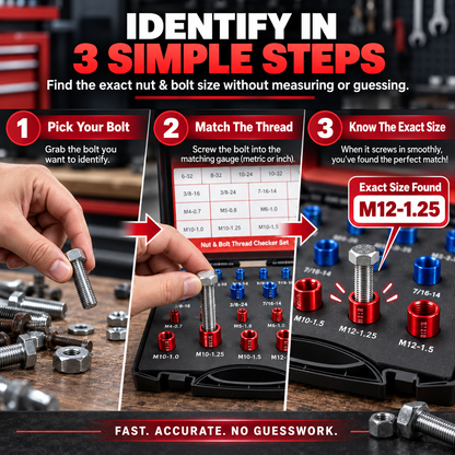 🔩 Nut & Bolt Thread Checker Set – Find Any Bolt Size in Seconds