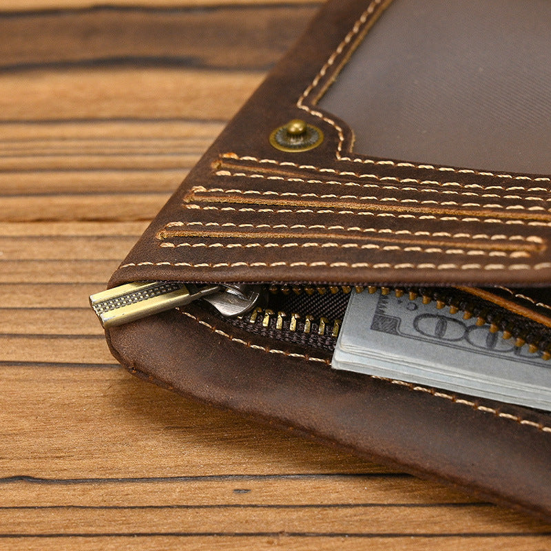 Father’s Day Vintage Crazy Horse Leather Wallet – A Gift He’ll Carry Every Day 🤎