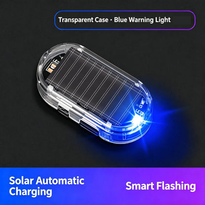 Solar Powered Fake Car Alarm Light, Auto Light Sensor LED Simulated Security Warning Flashing Light, No Wiring DIY Car Anti-Theft Dummy Alarm Lamp