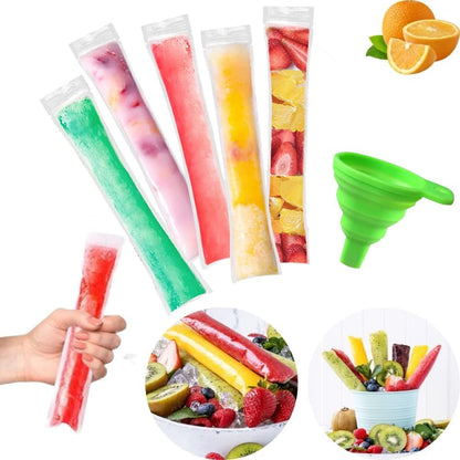 200 PCS DIY Disposable Ice Pop Bags - Create Your Own Healthy Popsicles!
