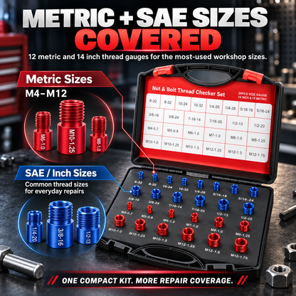 🔩 Nut & Bolt Thread Checker Set – Find Any Bolt Size in Seconds