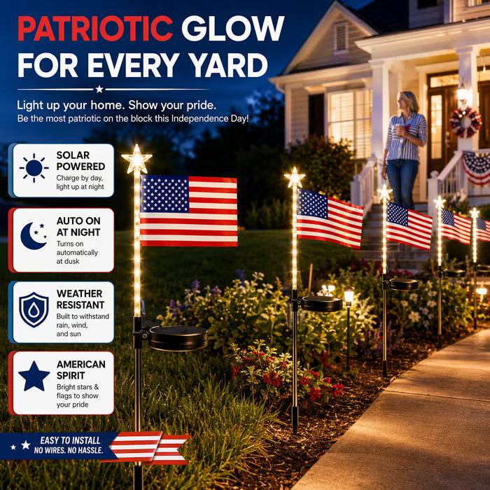 ✨Solar Flag Lights - 8 Modes Waterproof Outdoor Decorative Stake Lights