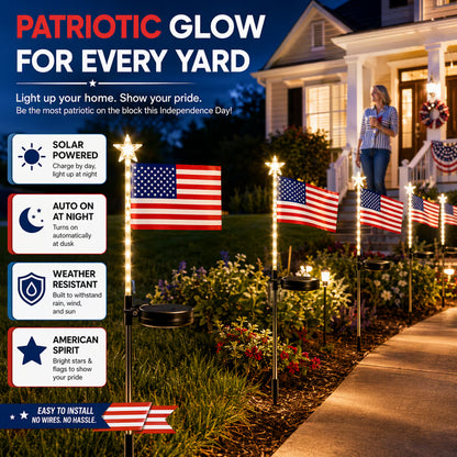 ✨Solar Flag Lights - 8 Modes Waterproof Outdoor Decorative Stake Lights