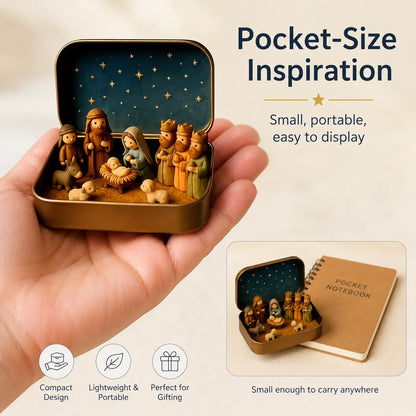 (🎁Last Day 49% OFF)🎄✝️Mini Christmas Nativity Set in a Tin Box