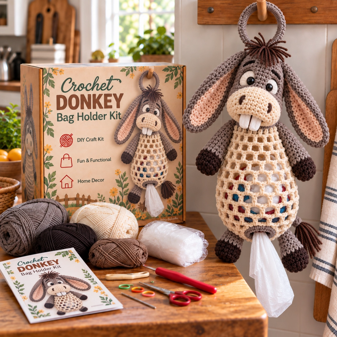 🎁Crochet Animal Bag Holder DIY Kit – Cute & Functional Hanging Storage Craft Kit🎁
