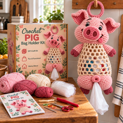 🎁Crochet Animal Bag Holder DIY Kit – Cute & Functional Hanging Storage Craft Kit🎁