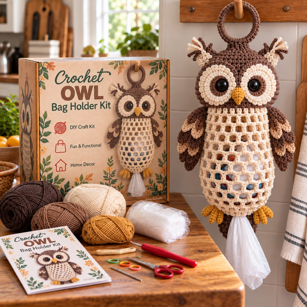 🎁Crochet Animal Bag Holder DIY Kit – Cute & Functional Hanging Storage Craft Kit🎁