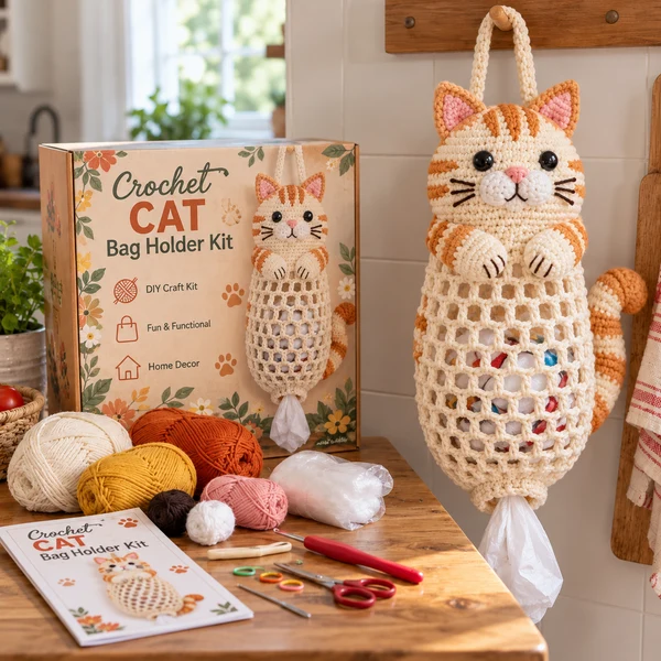 🎁Crochet Animal Bag Holder DIY Kit – Cute & Functional Hanging Storage Craft Kit🎁