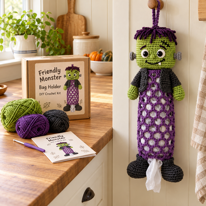 🎁Crochet Animal Bag Holder DIY Kit – Cute & Functional Hanging Storage Craft Kit🎁