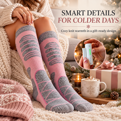 🔥 50% OFF Rechargeable Heated Knee-High Socks – Cozy Warmth for Cold Winter Days ❄️