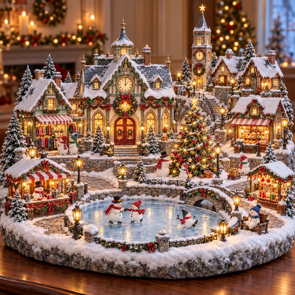 🔥Last Day 50%⛄Snowman Winter Village ⛄❄️ – Lighted Christmas Market Holiday Scene 🎄✨